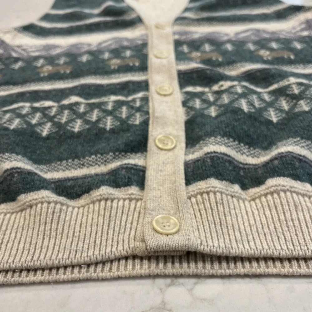 Colonial Concepts New‎ Zealand Heritage Wool XL Sweater Button Vest Graphic Knit